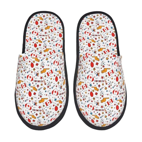 Canada Day Print Women Slippers Home Furry Shoes Keep Men Couples Shoes Warm For Women-