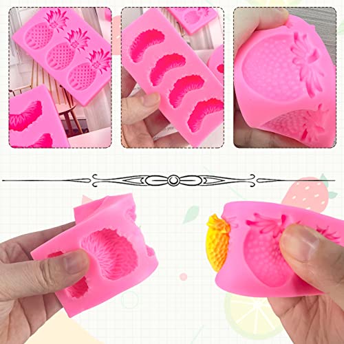 Rainmae 5 Pcs Fruit Shaped Jelly Molds 3D Mini Pineapple Strawberry Blueberry Orange Silicone Fondant Chocolate Molds For Gummy Cookie Pastry Mold For Cupcake Topper Decorating Sugar Craft Gum Paste #TOP3