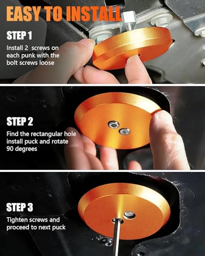 Image of Corvette Jack Pucks, Orange | Billet Anodized Aluminum, Compatible with Corvette C5 C6 C7 C8 & Porsche 911 Boxster Cayman 944 964 993 996 997