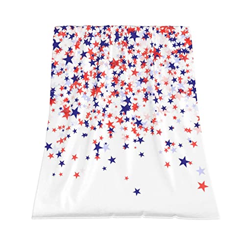 4Th Of July Throw Blanket American Flag Blue And Red Stars Throw Blankets Memorial Day Independence Day Patriotic Lightweight Cozy Flannel Blanket For Couch Sofa Bed Home Decorations 50X60 Inch #TOP7