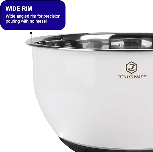 Miniatura 3 de ZEPHYRWARE Juego de cuencos de acero inoxidable con tapas herméticas, cuencos para ensalada para almacenamiento de espacio en la cocina, ideal para