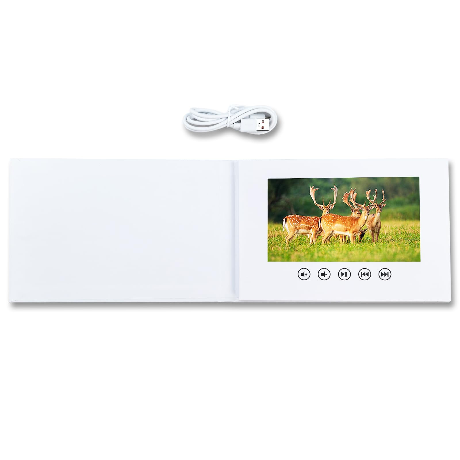 Flylin Video biglietto di auguri, brochure video elettronico con schermo LCD, 7 pollici 4 GB di memoria per la riproduzione video HD, display per compleanno, Natale, matrimonio, promozione aziendale