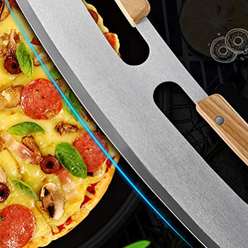 Cabilock – Cortador de pizza com lâmina basculante de aço inoxidável, alça dupla, cortador de bolo,