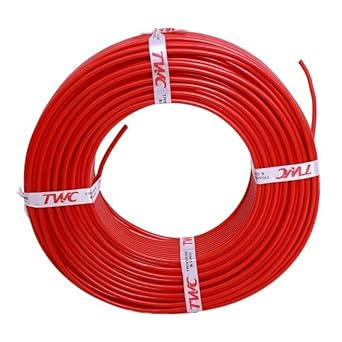 TWC Active Single Core 2.5 sqmm Red Electrical Wire - FR PVC Insulated 2.5 sqmm Home Electrical Wire - 2.5 sqmm Red wire 90 meter Cables - wiring Homes - Industrial Wire Cable - Home wire Cables