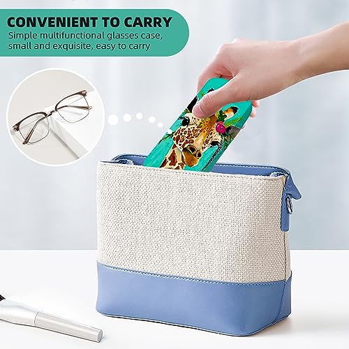 Image of Hard Shell Eyeglasses Case, Travel Portable Protective Glasses Cover Box for Men and Women with Cleaning Cloth
