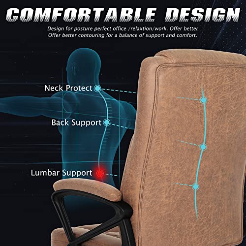 Misolant Office Chair, Executive Desk Chair, Comfortable Computer Chair, Executive Chair Thick Armrest, Big And Tall Office Chair With Adjust Height, Pu Leather Office Chair (Dark Brwon) #TOP5