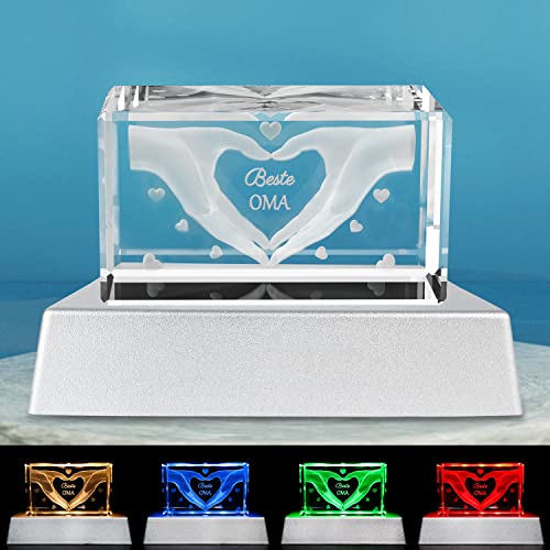 Merclix Beste Oma 3D Glas Kristall Lampe Oma Geschenk Weihnachten Geschenke für Oma Geburtstag von Enkel Geschenk Oma Geburtstag Enkel Geschenk für Oma Weihnachten Muttertagsgeschenk Oma Cover
