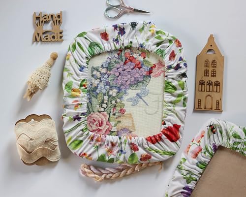 Grime Guard Q-Snap 8 x 8 inch, Cotton Cover Nurge size 3 Hoop Square Embroidery Cross Stitching Punch Needlework DIY Craft Sewing3