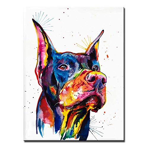 NGYJ Peinture À l'huile sur Toile Peinte À La Main,Art Mural Extra Large pour Salon Tête De Chien Peinte Abstraite Peinture À l'huile Animale Peintures Modernes Peintes À La Main Oeuvre pour Une Déc Cover