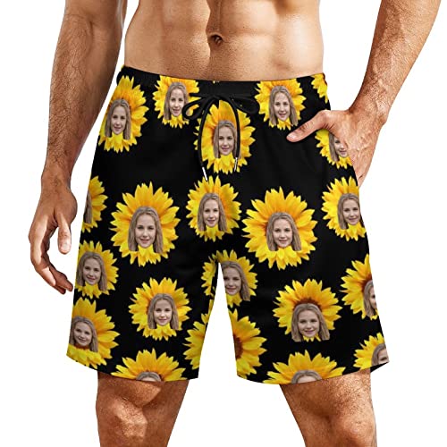 Personalized Wife Face Mens Swim Trunks with Compression Liner 2 in 1 Board Shorts Quick Dry Swimming Trunks with Pockets2