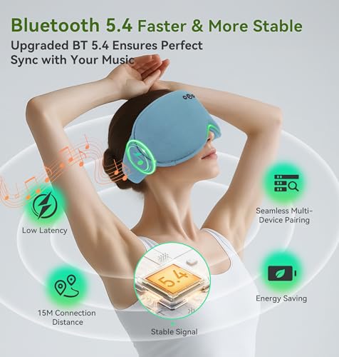 LC-dolida Bamboo Cotton Weighted Bluetooth Sleep Masks, 3D Weighted Sleep Masks with Bluetooth 5.4 Headphones, Total Blackout Bluetooth Sleep Mask for Women Men, Weight Eye Mask for Sleeping, Ash Blue - Image 5