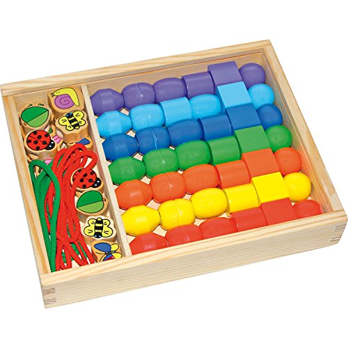 Perles Jumbo en Bois Small Foot 2402 pour création et enfilage enfant dès 3 ans
