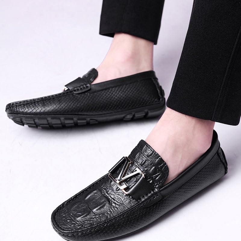 Men's Hands Free Slip On Walking Leather Shoes Loafers Lightweight Moccasins Stylish Shoes3