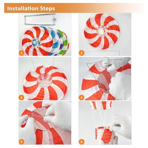 Image of Wanna Party Hanging Hot Air Balloon Paper Lanterns 12 Inch Hot Air Balloon Decorations Reusable Chinese Japanese Parachute Paper Lantern for Birthday, Baby Shower,Other Festival- Orange