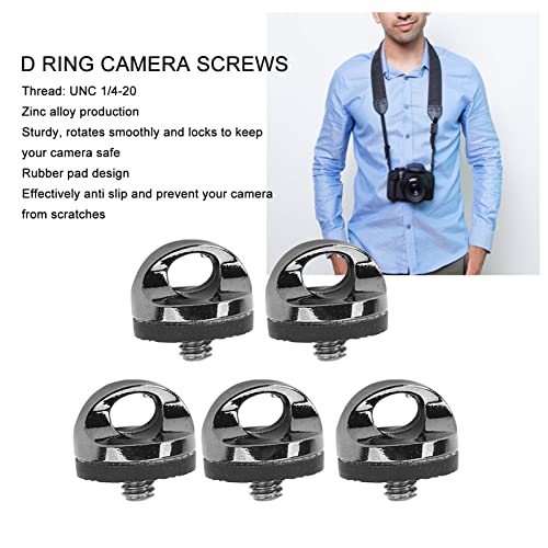5pcs 1/4"-20 Rubber Padded D Ring Screw, Stainless Steel D Shaped Camera Neck Strap Ring Camera Sling Screw - Image 2