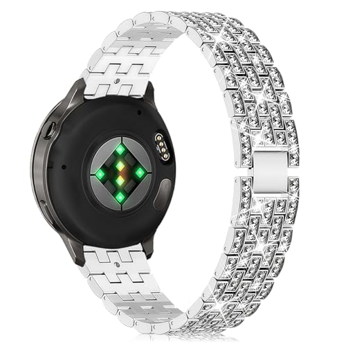 Niboow 22mm Correa para Garmin Venu 4/3 (45mm) / 2, Forerunner 570 47mm / 265/255 / 255 Music, vivoactive 4, Active, Diamante Metal Correa para Garmin Venu 4 45mm - Plata