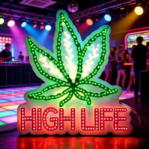 Image of Weed Neon Sign, USB Powered Weed Decor for Wall, Marijuana Light Cannabis Wall Art Signs Suitable for 420 Friendly Room Decor, Bar, Game Room, Party