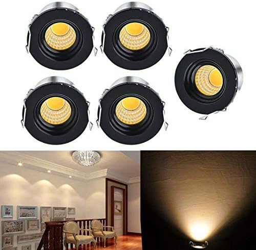 5-Pack Mini Small Recessed Spotlights,3W Warm White Aluminium Mini Spot Downlight with Transformer LED Recessed Ceiling Lights Downlights for Living Room Cabinet etc