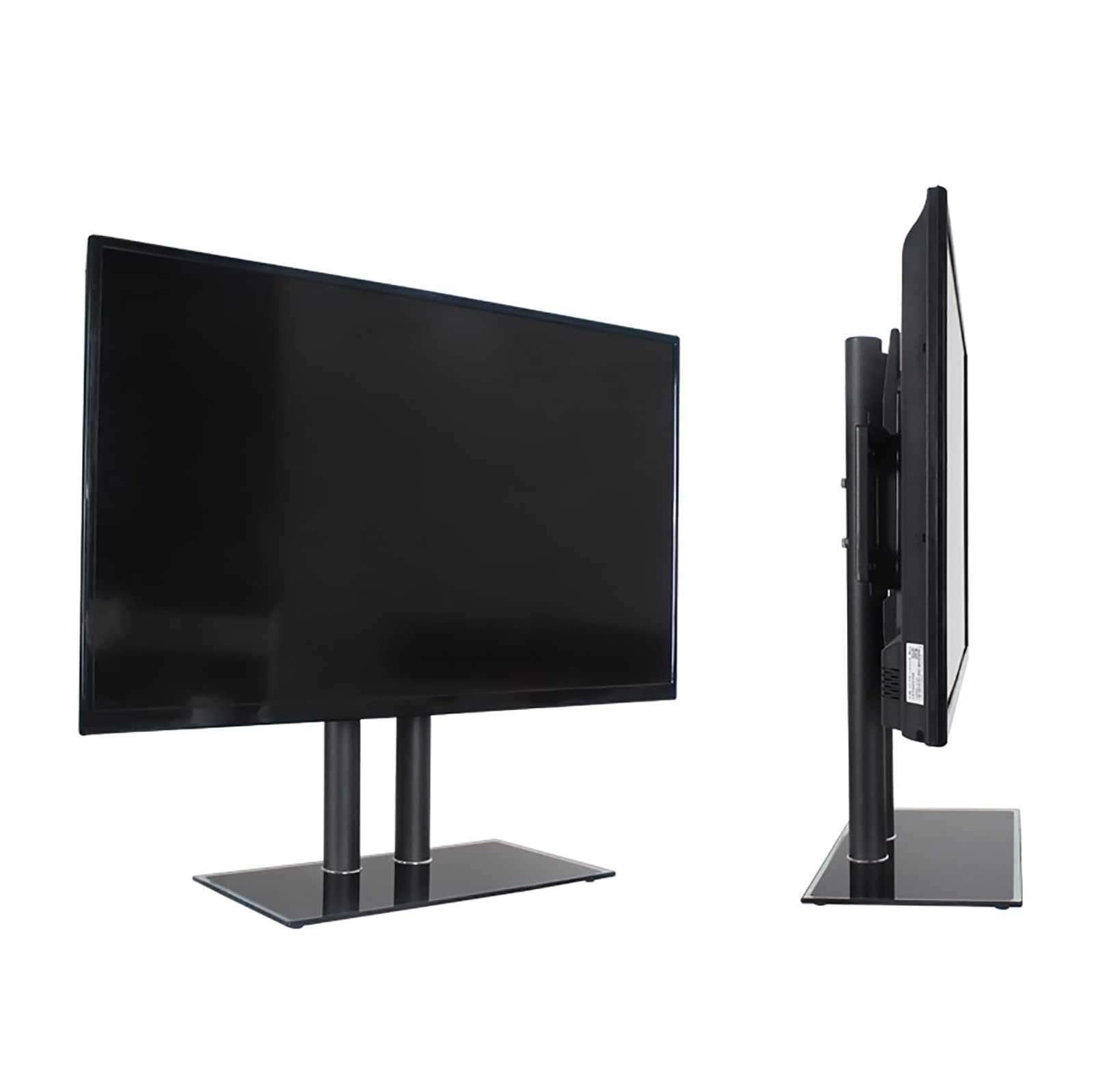 Soporte de mesa para TV, diseño de placa más gruesa con base de vidrio templado, se adapta a televisores de 40 a 70 pulgadas, deflector lateral antiliberación para mayor estabilidad