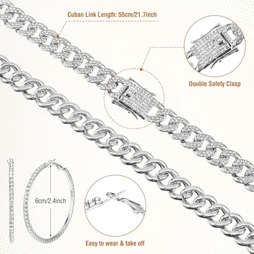 Image of Tisancy 4 Pcs Rhinestone Belt for Men Women Glitter Cowboy Hat Diamond Chain Earring Outfit for Party Supplies