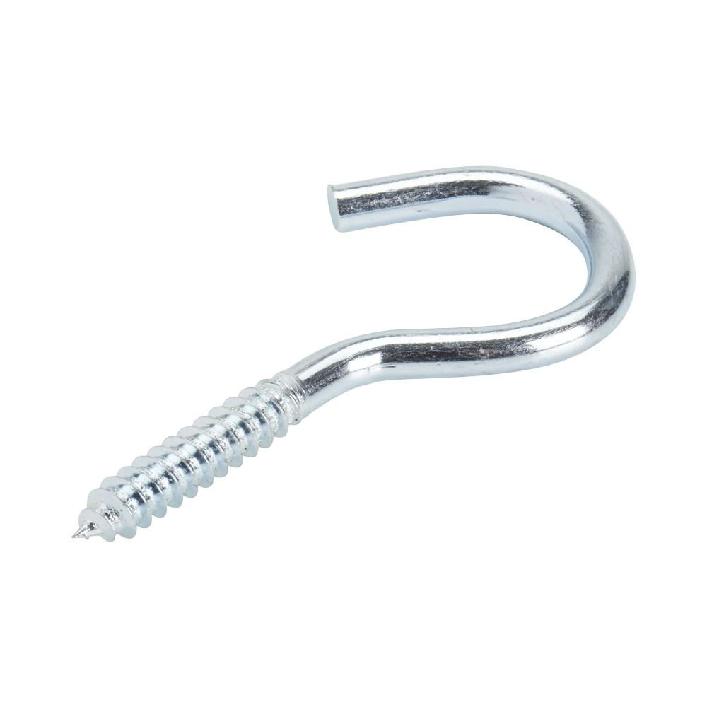 Fort Fasteners Steel Screw Hook 100mm x 7.3mm BZP Pack of 6