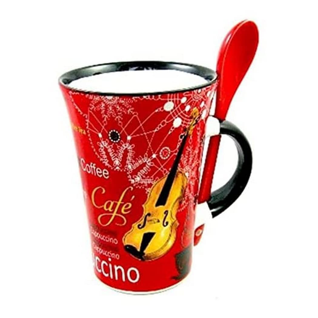 Music Sales Little Snoring Gifts: Cappuccino Mug with Spoon – Violin (Red)