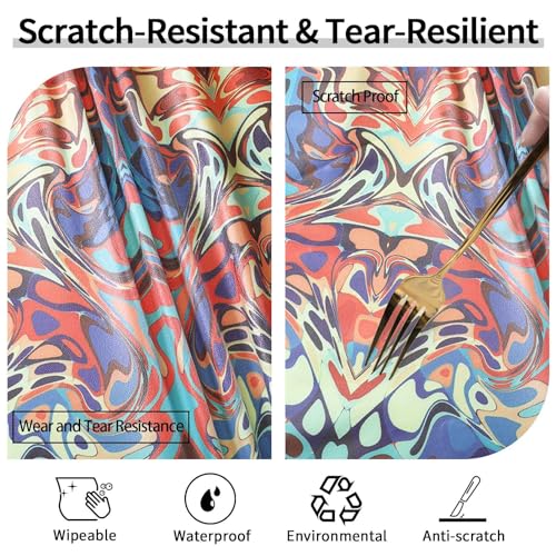 Round Tablecloth Waterproof Fitted Boho Table Cloth Summer Fall Outdoor Circle Cover for 48 Inch 45-54" Table Dining Kitchen Apartment Essentials Picnic Camping Party Decor Housewarming Gift