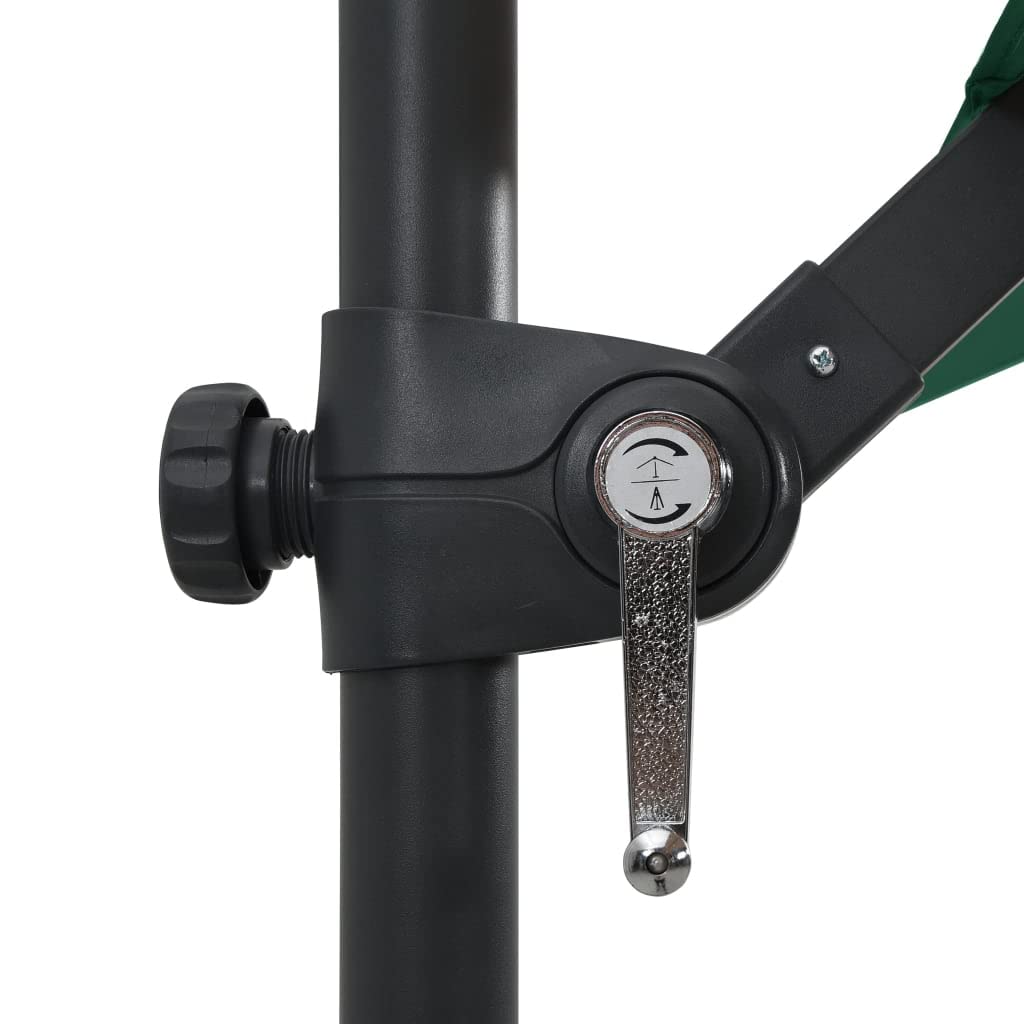 VidaXL Ombrellone Da Giardino 600 Cm Palo In Alluminio Base A Croce Manovella Telo UV Verde - 4