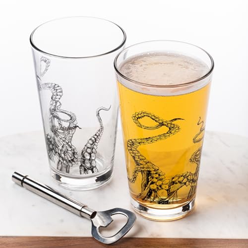 Black Lantern Themed Pint Glasses – Pint Glasses in Unique Designs for Craft Beer Enthusiasts and Home Bars - (Set of Two 16oz. Glasses) Octopus Tentacles Design - Image 3