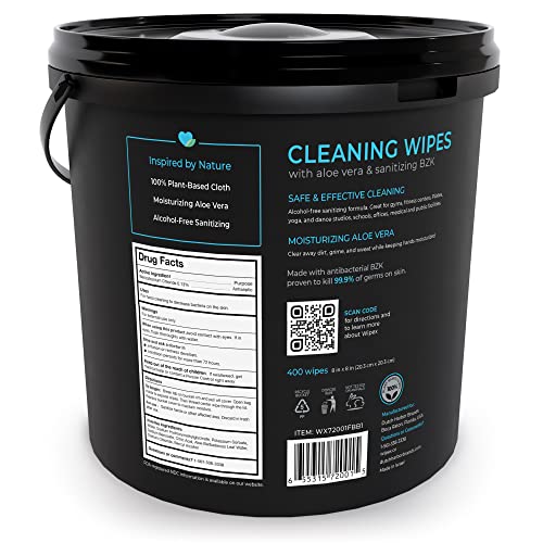 Wipex Gym Wipes & Fitness Cleaning Wipes, 400ct Dispensing Bucket with Sanitizing BZK Antiseptic Great for Yoga, Peloton, Weight Machines and Equipment (2pk, 800 Wipes) - Thumbnail 4