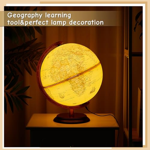 13'' Illuminated World Globe with Stand 720°/360° Rotation