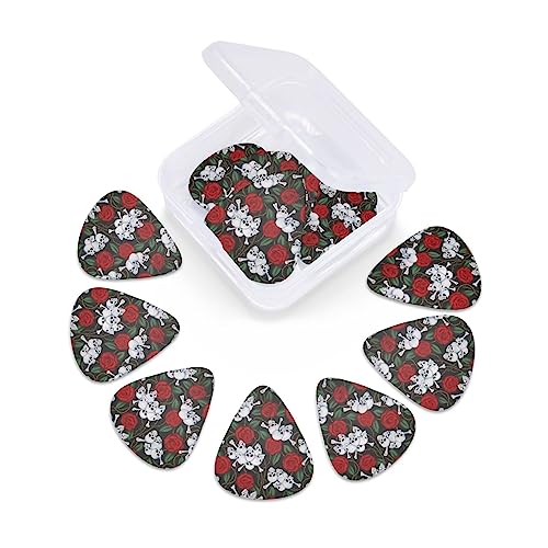 Lot de 12 médiators tendance et durables en forme de tête de mort et fleurs dans une boîte pour ukulélé guitare électrique basse - Les Beatles, Paul McCartney, John Lennon, RIngo Starr, George Harrison Lot de 12 médiators tendance et durables en forme de tête de mort et fleurs dans une boîte pour ukulélé guitare électrique basse – Image 7