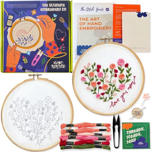 Image of KNOT YOUR TYPE Mothers Love DIY Embroidery Kit | Hand Embroidery with All Stitching Materials | Perfect Art & Craft Gift Set, Stitching Kit for Adults