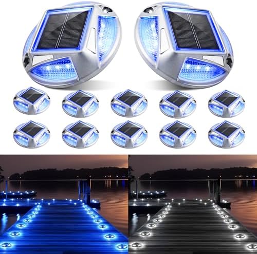 Solar Deck Lights Driveway Lights, 8 Pack 2 Colors in 1 Solar Powered ...