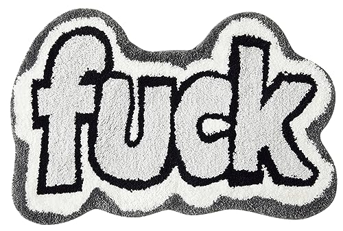 RoomTalks Funny Cute 2x3 Rugs for Bedroom Bathroom Dorm Kitchen Non Slip Machine Washable, Black White Gray Swear Words Funny Funky Cool Small Area Rug Fluffy Shaggy Bedside Accent Rug RoomTalks Funny Cute 2x3 Rugs for Bedroom Bathroom Dorm Kitchen Non Slip Machine Washable, Black White Gray Swear Words Funny Funky Cool Small Area Rug Fluffy Shaggy Bedside Accent Rug