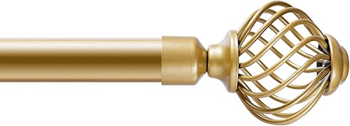 Niviy Barras de cortina para ventanas de 32 a 122 pulgadas, juego de barras de cortina doradas con 3 soportes, barras de cortina decorativas largas