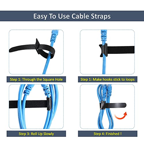 FLORICAN Cable Organiser, Cord Management System for PC, TV, Home Theater, Speaker & Cables, Reusable Cable Organizer for Desk, WFH Accessories, Reusable Cable Ties Strap (15 Pcs) 9 51JUyhc4NRL