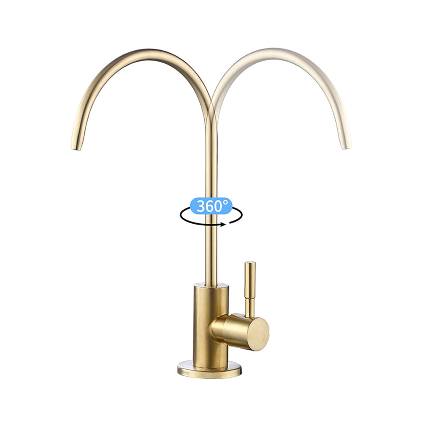 Depuradora de agua Grifo, Grifo de Cocina Monofrío Giratorio de 360° de Acero Inoxidable,Oro