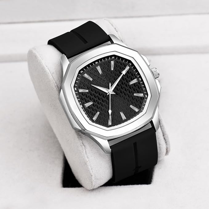 Image of styledose Minimalist dial Softest Adjustable Silicon Belt Quartz Analog Date Display Wrist Watch for Men