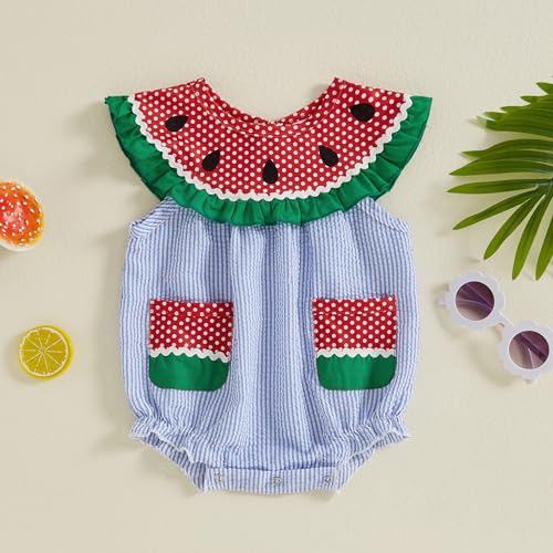 Karwuiio Toddler Baby Girl Clothes Sleeveless Romper Jumpsuit Cute Watermelon One Pieces Baby Summer Outfits2