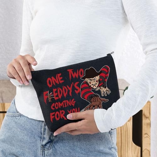 BWWKTOP Night Stalker​​ Cosmetic Makeup Bag Horror Killer Inspired Gifts One Two Coming For You Zipper Bag Halloween Party Merch (One Two Freddy)4