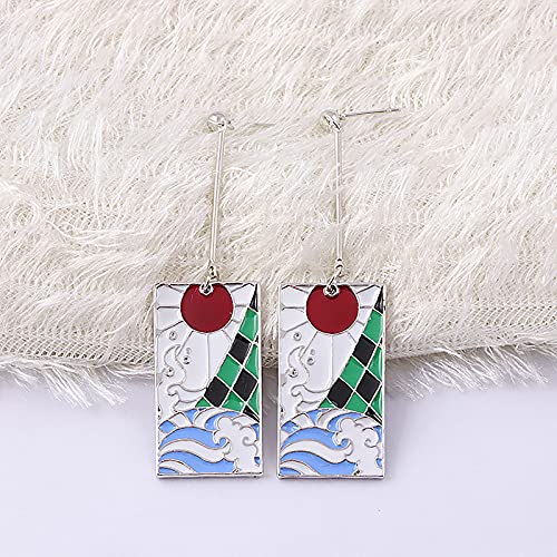 Demon Slayer Kamado Tanjirou oorbellen anime cosplay metalen oorbellen hanger oorbellen Halloween accessoires - Image 5