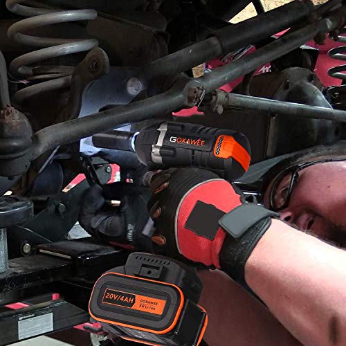 Cordless Impact Wrench - GOXAWEE 20V Electric Impact Driver (4.0Ah Battery, Brushless Motor, 1/2 & 1/4 Inch Quick Chuck, 2-Speed, Tool Bag) - High Torque Impact Kit for Home & DIY Project - Thumbnail 4