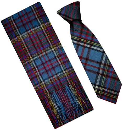 I LUV LTD Anderson Modern Tartan Plaid Lambswool Scarf & Tie Gift Set