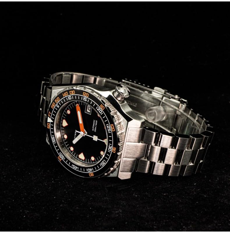 Seestern S407 Automatico Acciaio Ceramica Nero Datario Diver Orologio Uomo