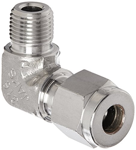 Parker A-Lok 4MSEL2N-316 316 Stainless Steel Compression Tube Fitting, 90 Degree Elbow, 1/4" Tube OD x 1/8" NPT Male (Pack of 40)
