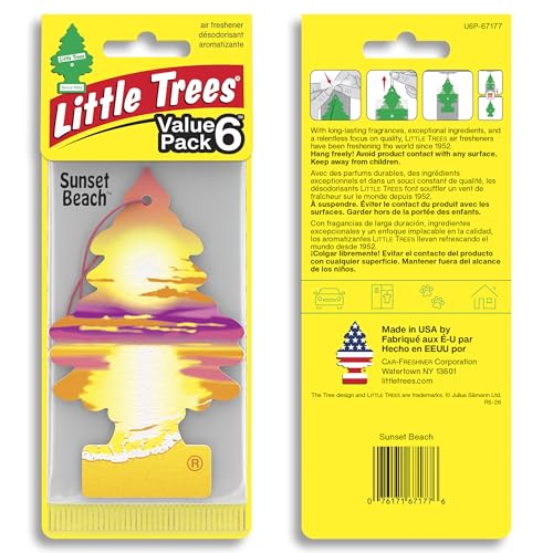 Image of LITTLE TREES Car Air Freshener | Hanging Tree Provides Long Lasting Scent for Auto and Home | 24 Air Fresheners |Sunset Beach