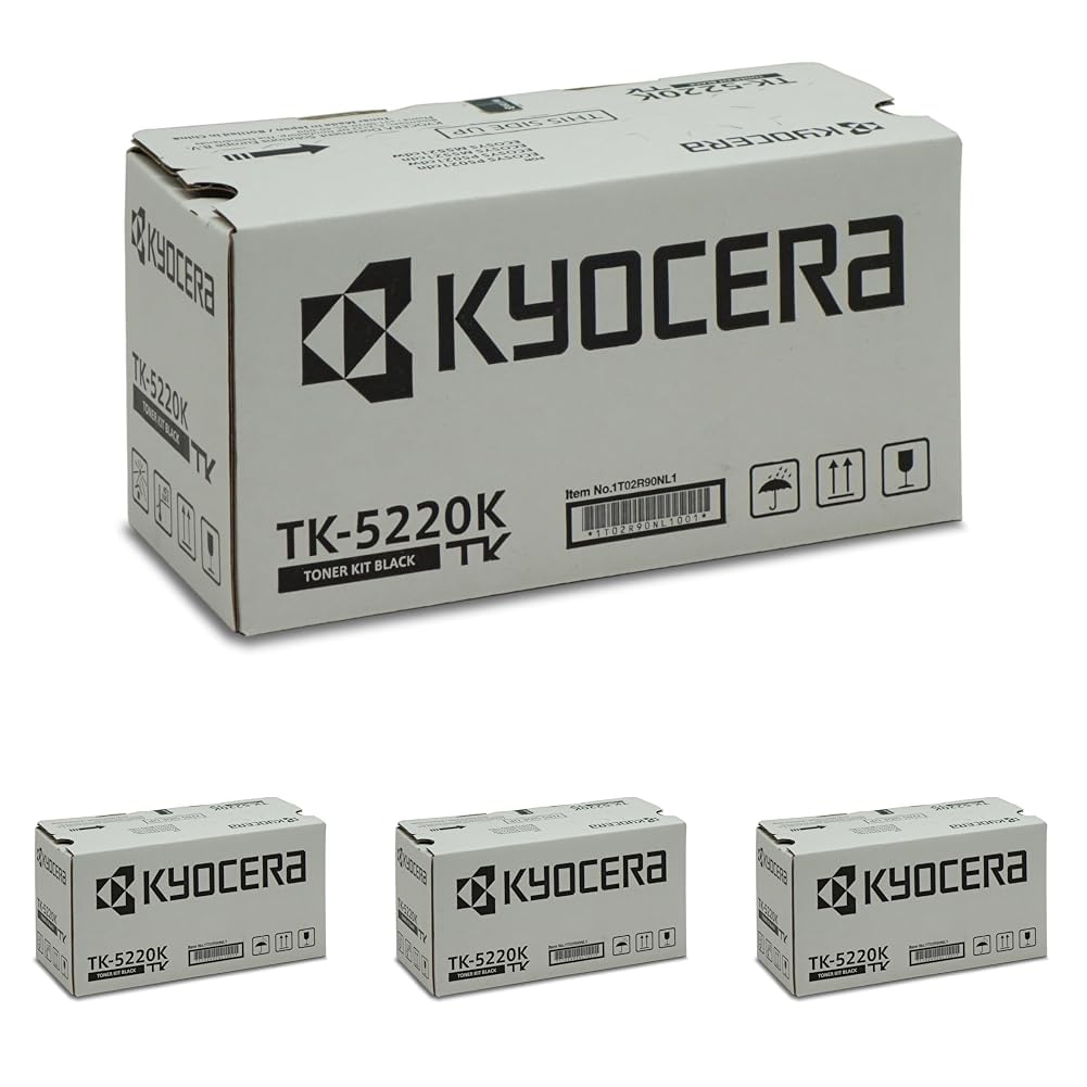 Kyocera TK-5220K Original Toner Schwarz 1T02R90NL1. Toner Drucker ECOSYS M5521cdn, ECOSYS M5521cdw, ECOSYS P5021cdn, ECOSYS P5021cdw. (Packung mit 4)