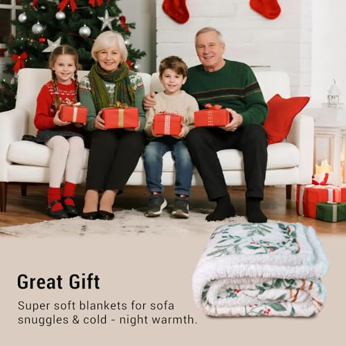 HITIME Christmas Sherpa Fleece Throw Blanket for Couch Bed Sofa Adults -Soft and Warm Blanket for Winter, Thick and Fuzzy Throw Blanket (Throw - 50" x 60") - B - image 6
