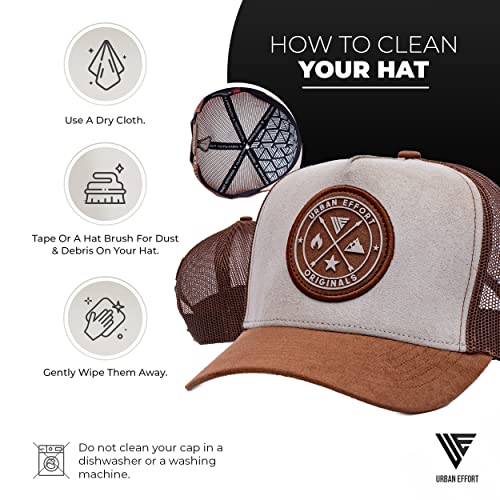 Urban Effort Mesh Back Cap - For Men And Women Baseball Hat 5-Panel Trucker Hat - Great Snapback Closure For Hunting & Hiking (Brown/Gray) #TOP3